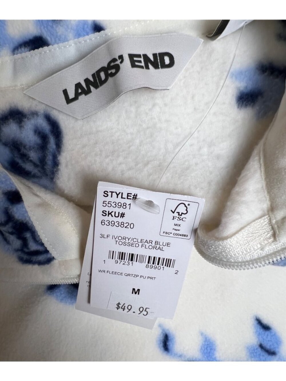 Lands' End Floral 1/4 Zip Fleece - Picture 7 of 10